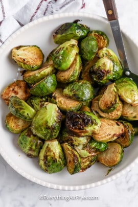 air fryer Brussels sprouts in a bowl