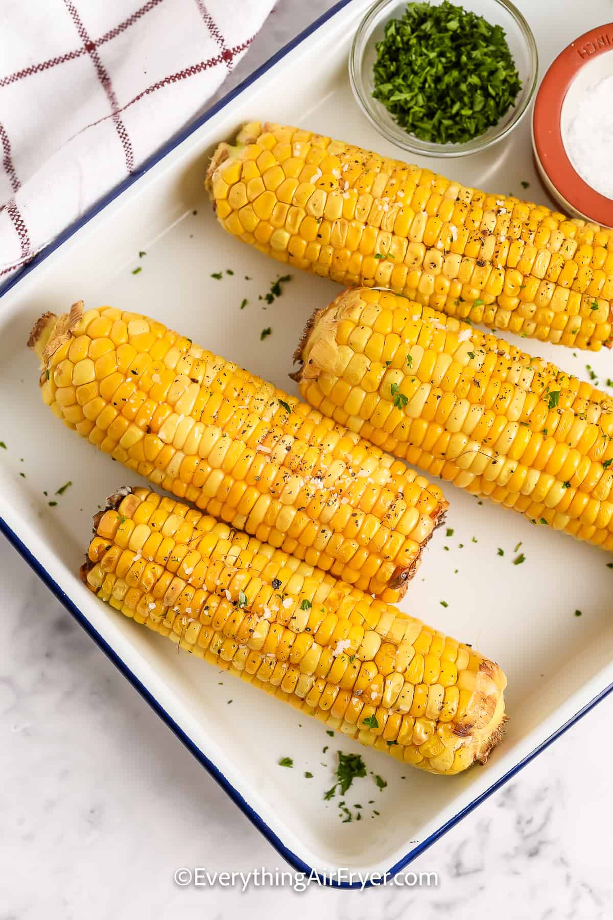 Air Fryer Corn on the Cob on a plate