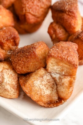 Close up of Air Fryer Monkey Bread Minis on a plate