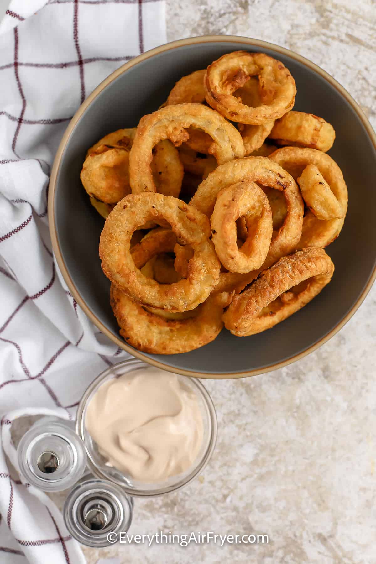 cooked onion rings in a bowl