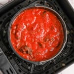 Meat Sauce prepared in an air fryer safe dish