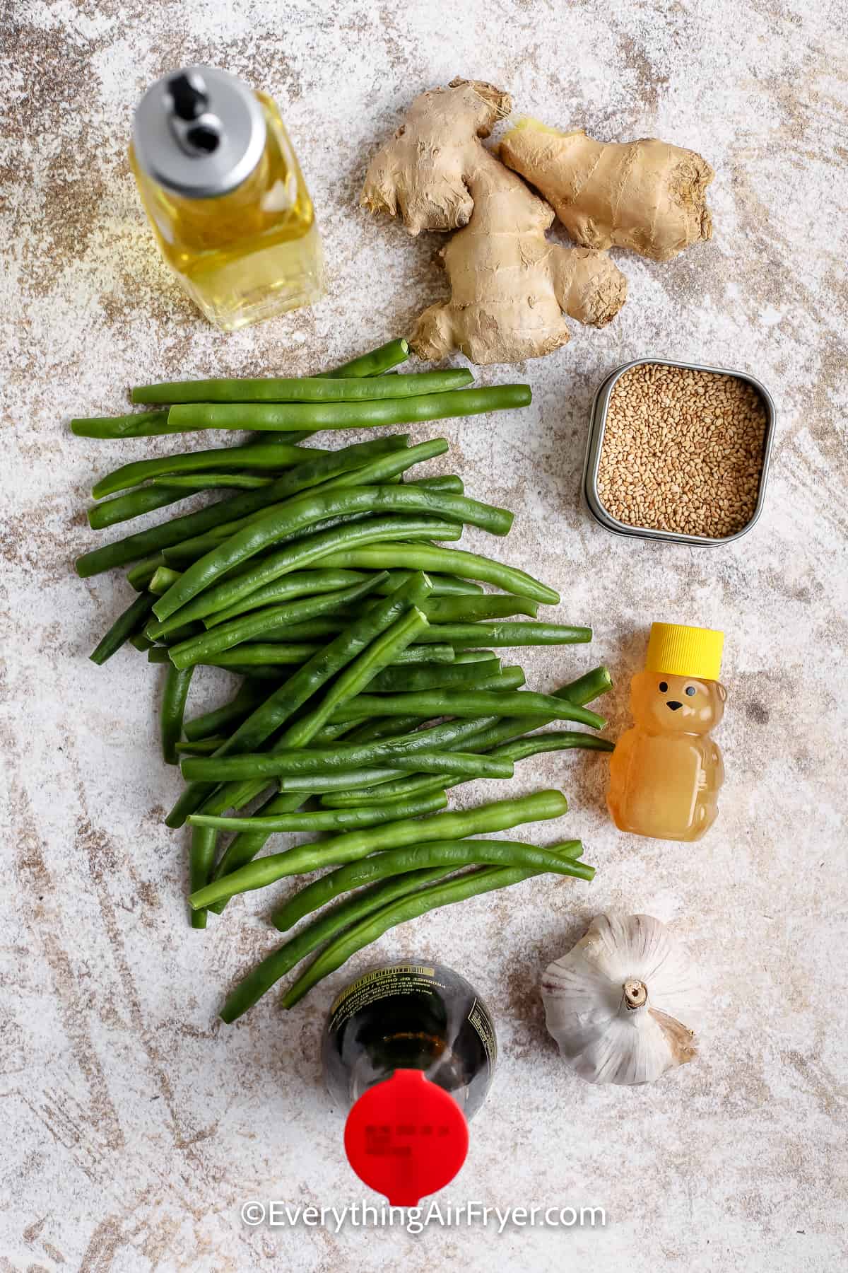 ingredients assembled to make sesame green beans