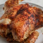 Air Fryer whole chicken on a plate