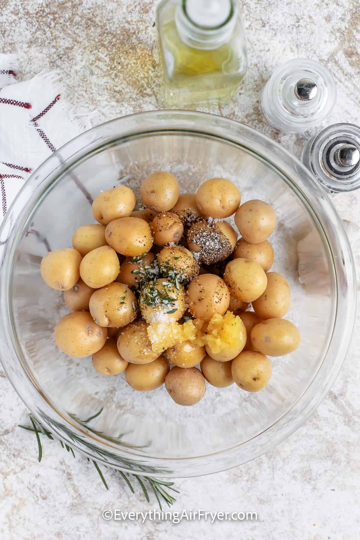 baby potatoes and other ingredients in a bowl