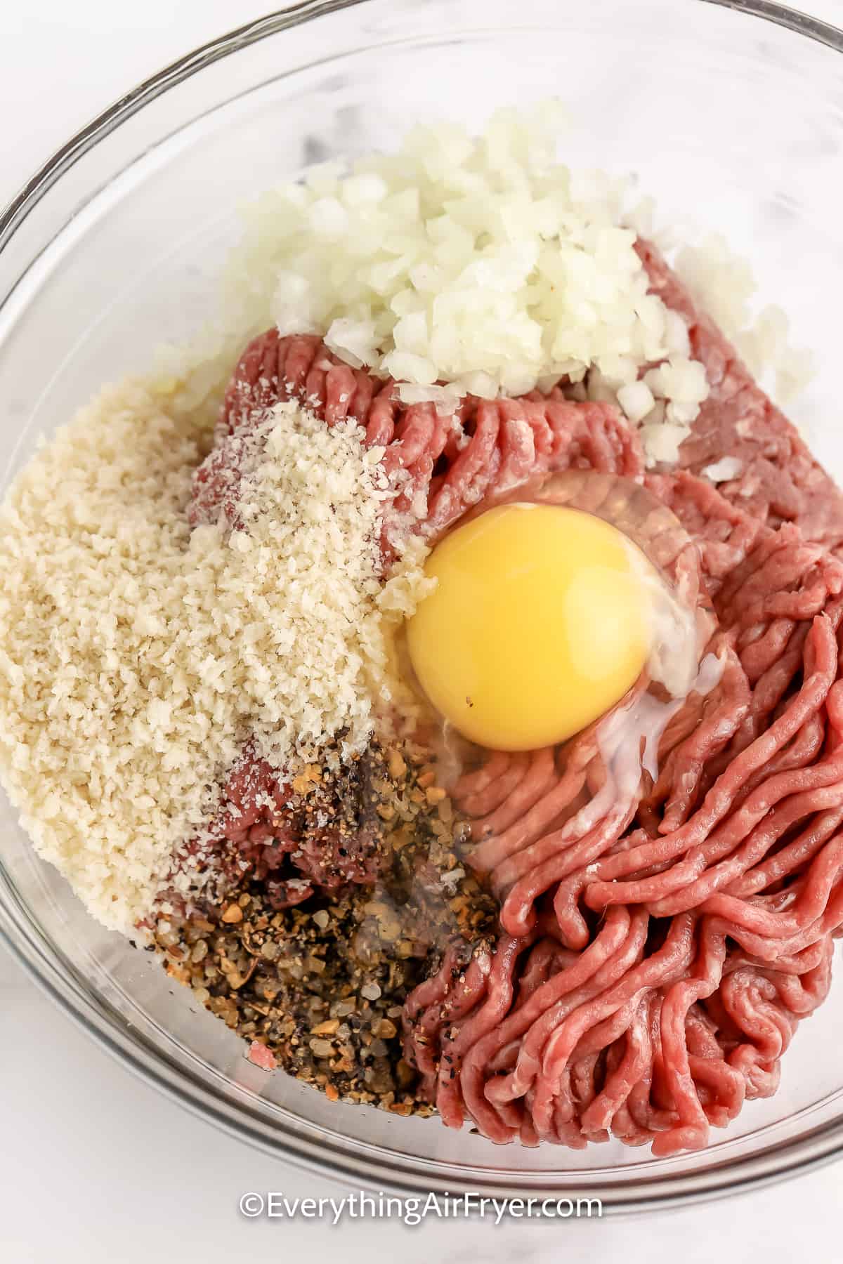 ingredients for meatloaf in a bowl
