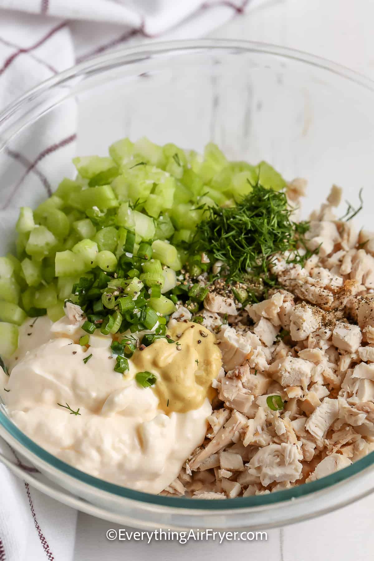 Chicken Salad ingredients in a bowl