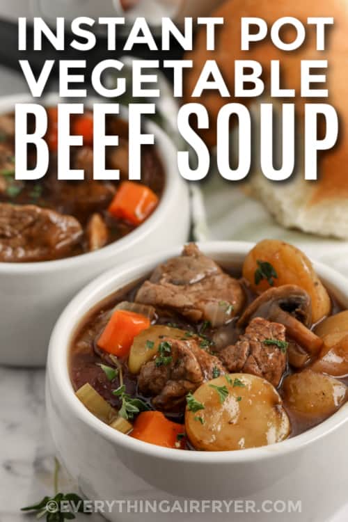 instant pot vegetable beef soup with text