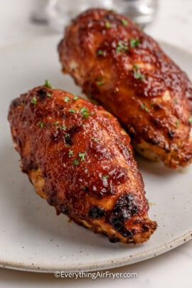 Air Fryer BBQ Split Chicken Breasts on a plate