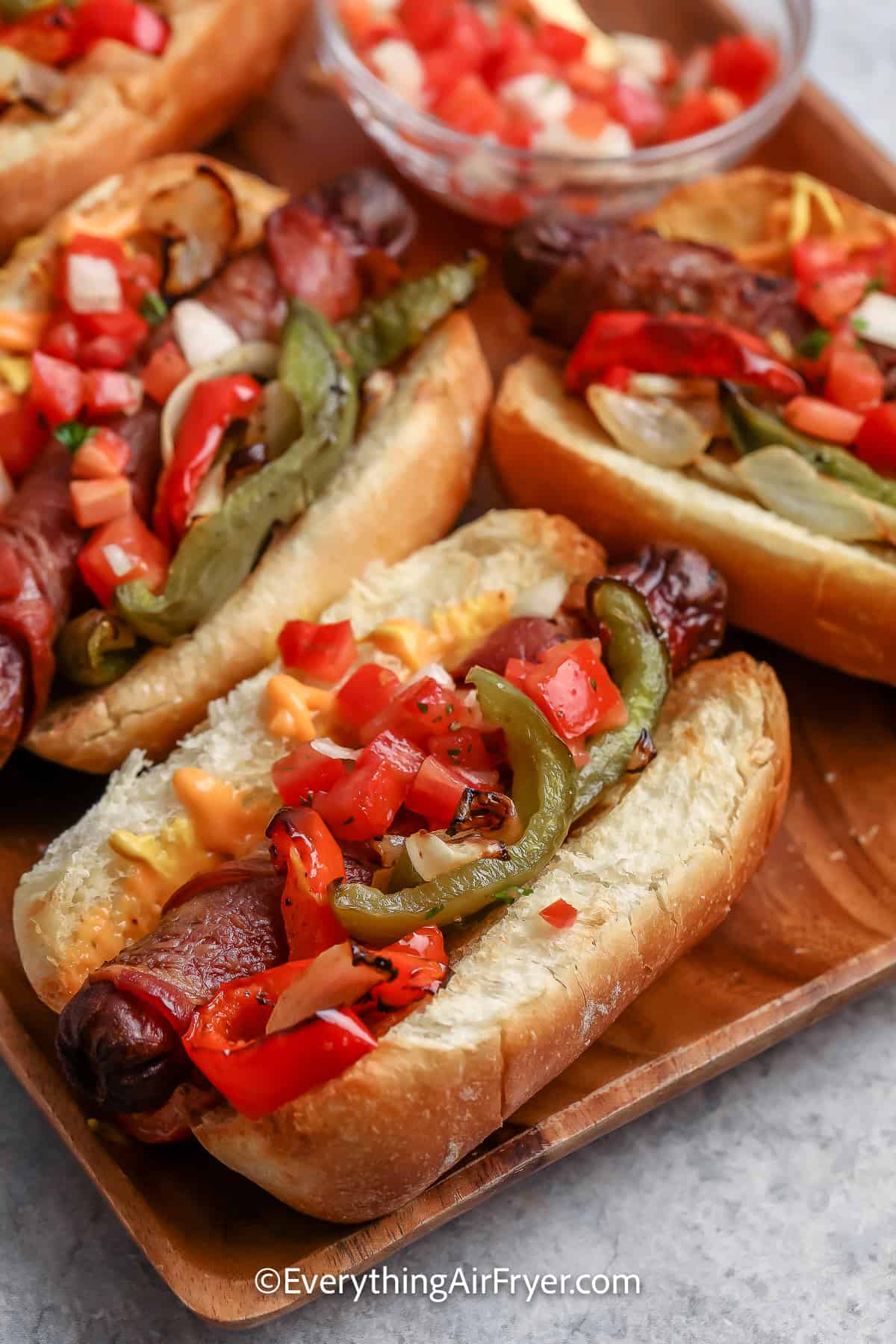 Air Fryer Street Hot Dogs ready to serve