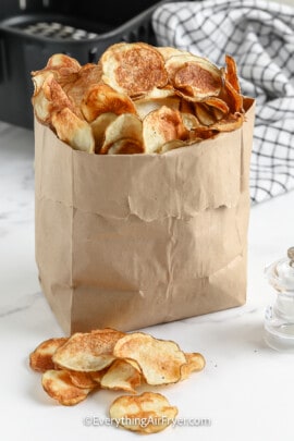 A paper bag full of Air Fryer Potato Chips