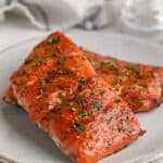 A plate of Air Fryer Salmon