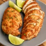 Air Fryer Southwest Chicken garnished with lime wedges