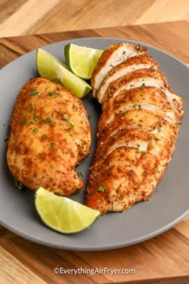 Air Fryer Southwest Chicken garnished with lime wedges