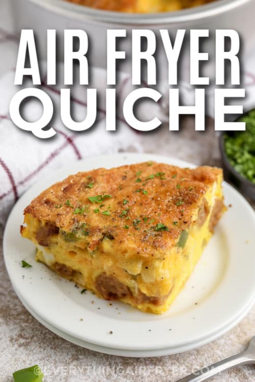 slice of quiche with text