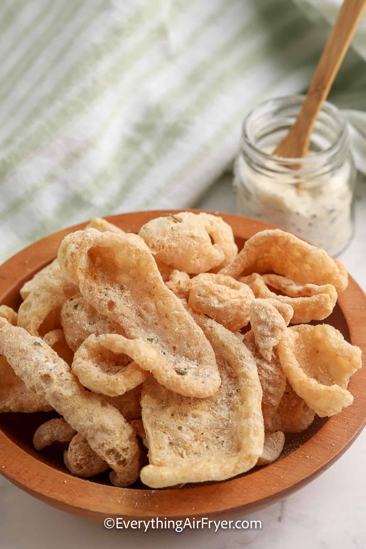 cool ranch pork rinds in a bowl