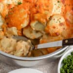 easy air fried au gratin potatoes with text