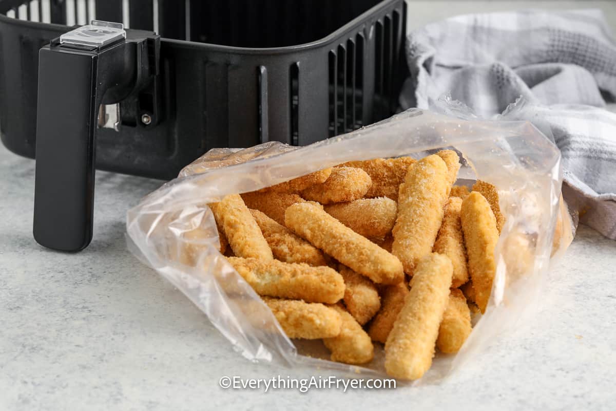 frozen mozzarella sticks in a bag
