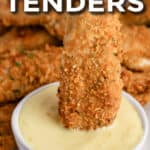 chicken tenders and dip with text
