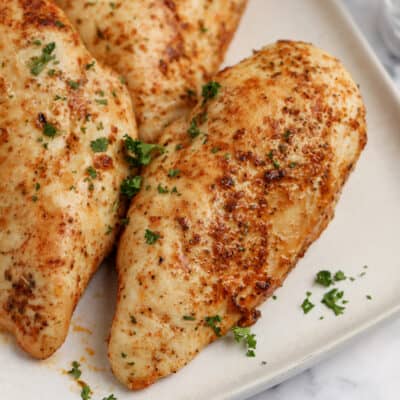 air fryer chicken breasts on a plate