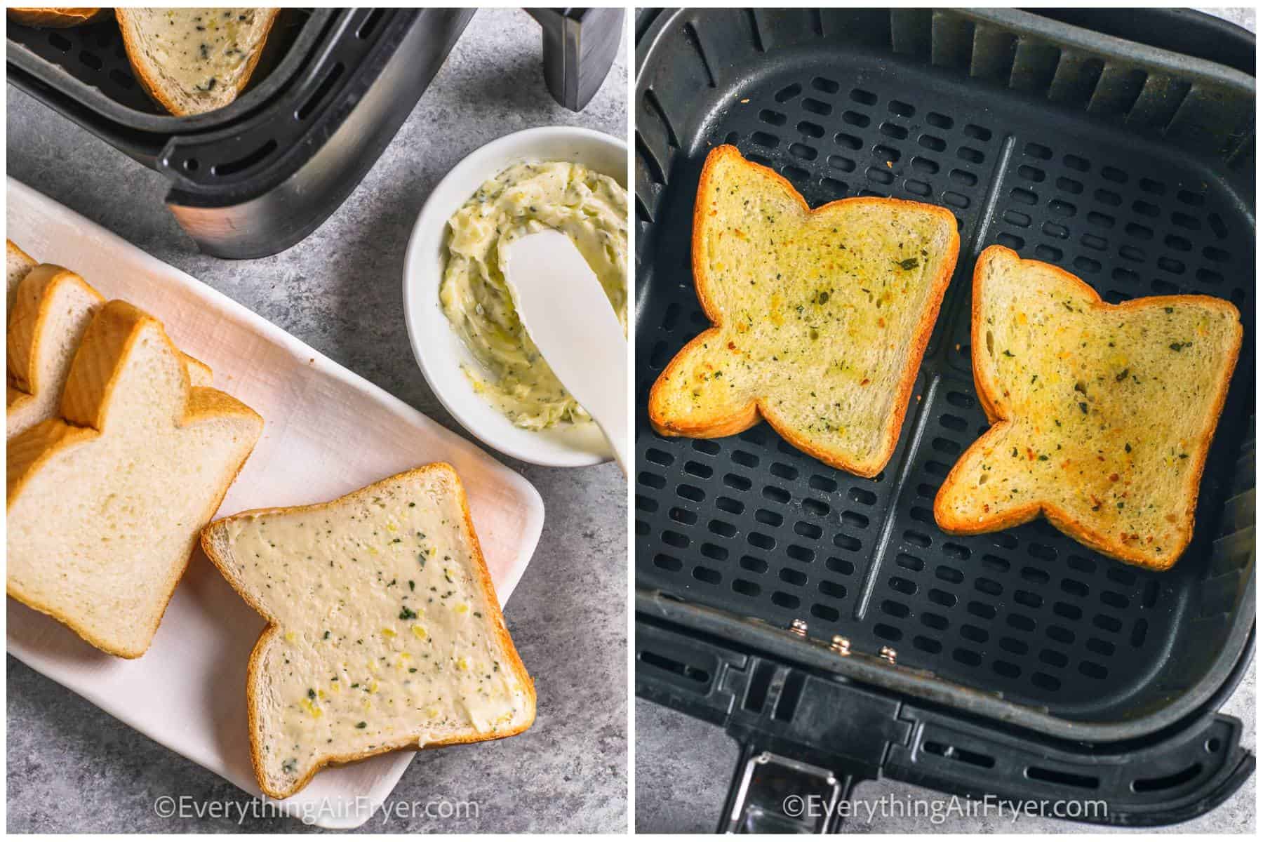 process of making Air Fryer Texas Toast