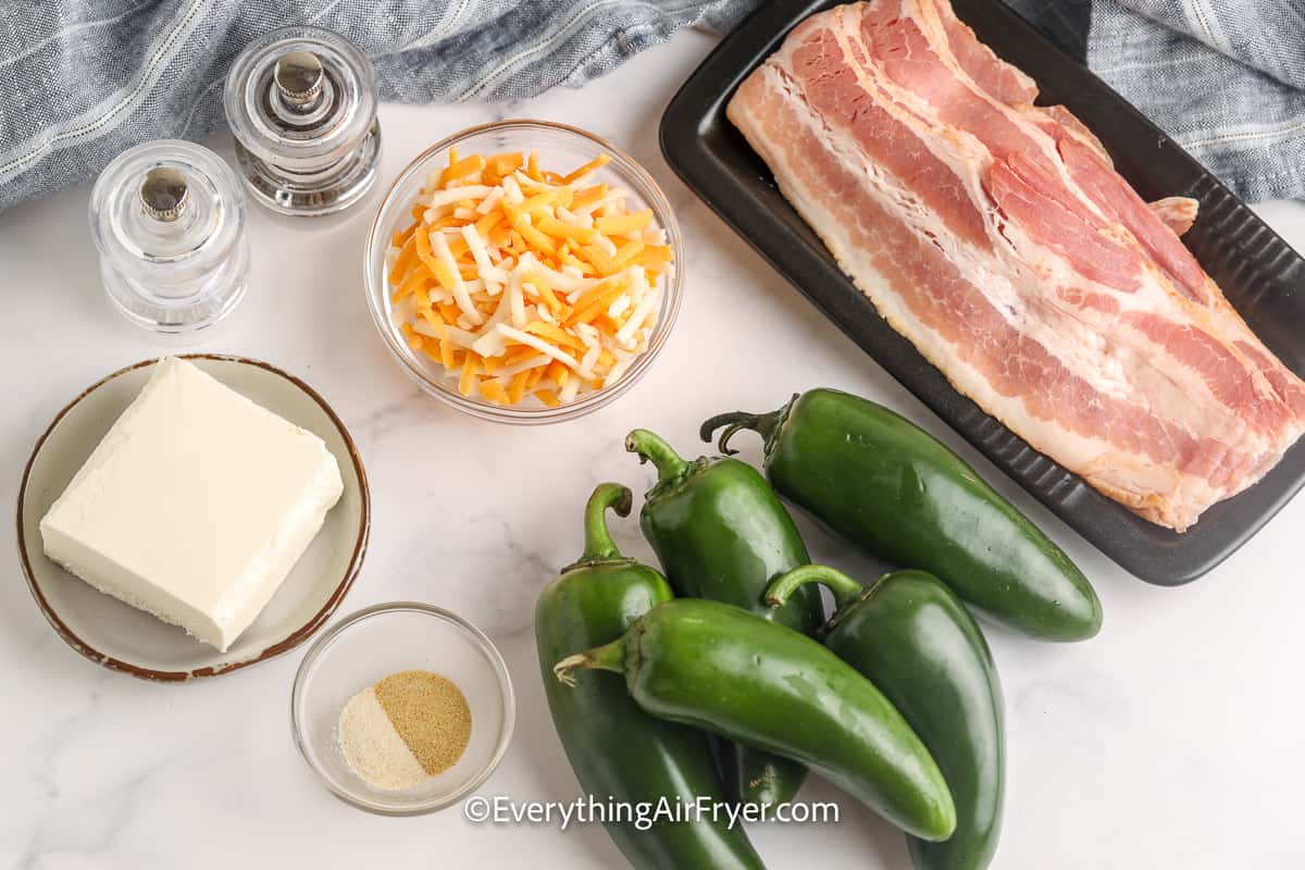 ingredients assembled to make bacon wrapped jalapeno poppers