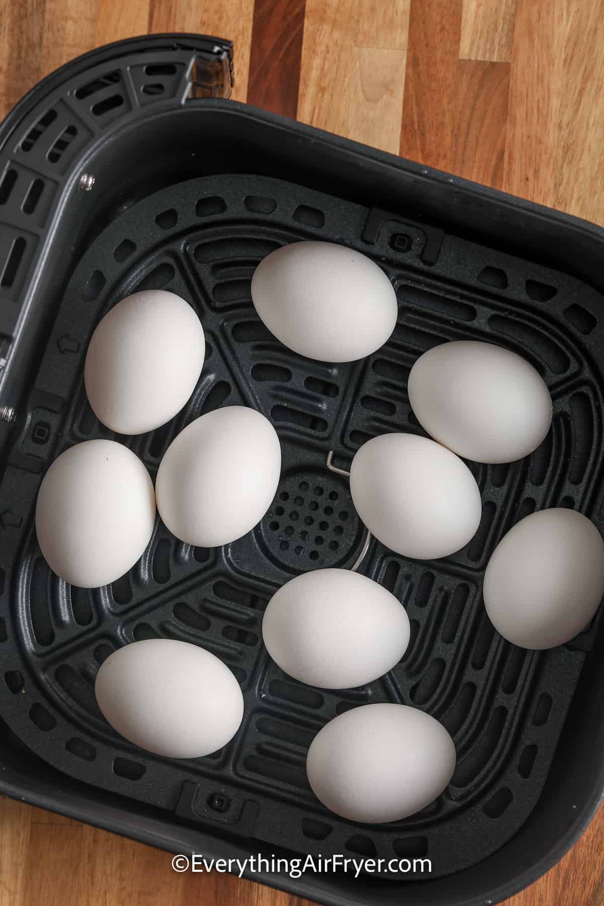 10 eggs in an air fryer tray