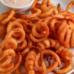 air fryer curly fries on a plate