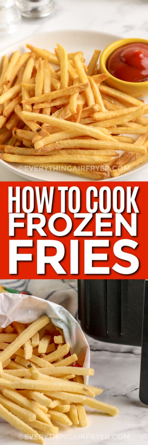 fries on a plate and frozen fries in a bag with text