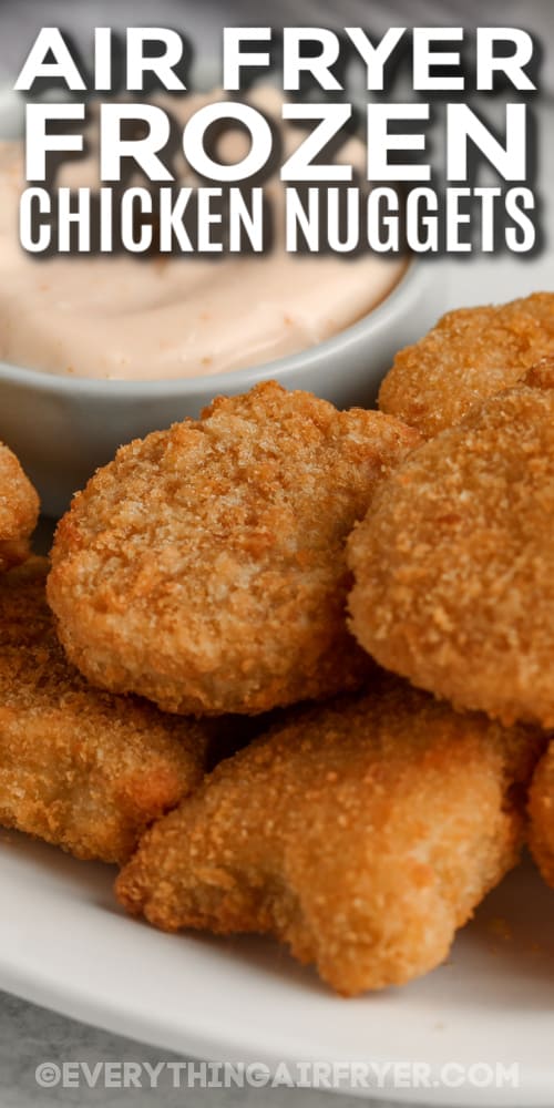 chicken nuggets and dip with text