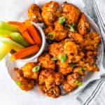 Air Fryer Cauliflower Wings with carrots and celery