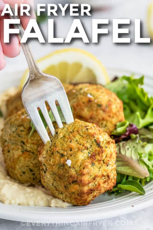 plated Air Fryer Falafel with writing