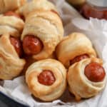air fryer pigs in a blanket in a dish