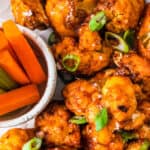 plated Air Fryer Cauliflower Wings with a title