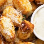 close up of Homemade Air Fryer Tater Tots with a title