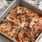 air fryer scalloped potatoes in a cooking dish