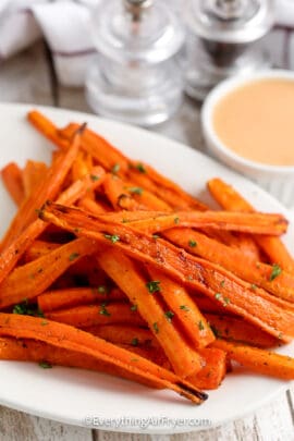 air fryer carrot fries on a plate