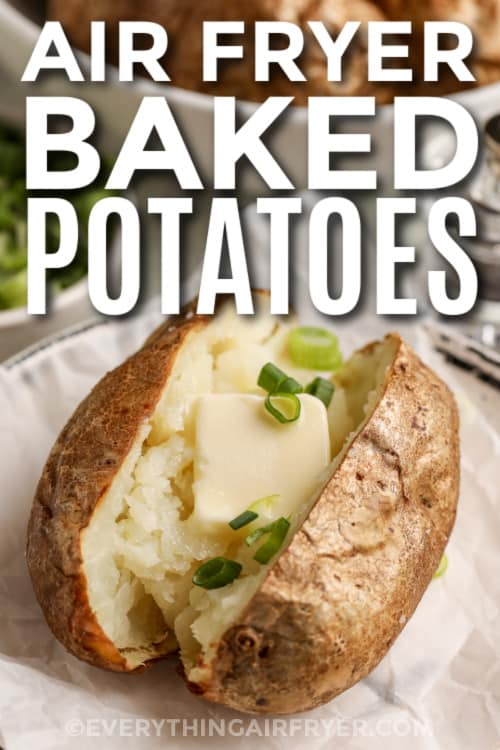 air fryer baked potato with text