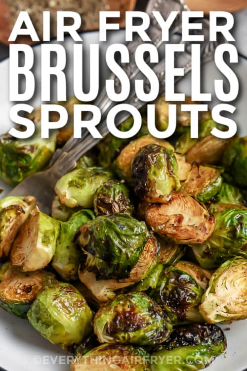 air fryer brussels sprouts with text