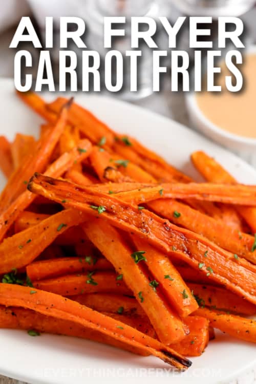 air fryer carrot fries with text