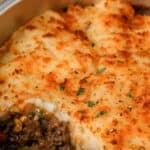air fryer shepherd's pie in a pan with text