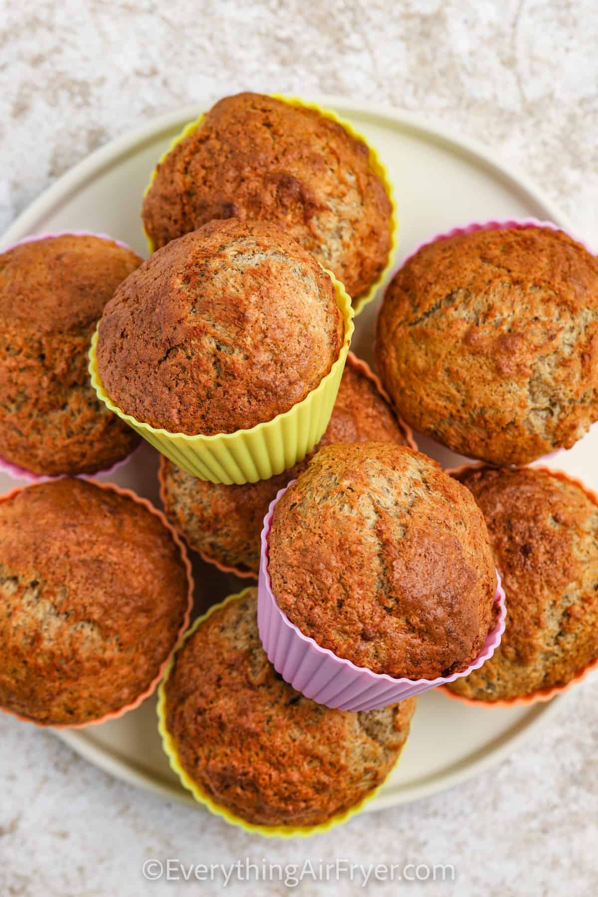 Air Fryer Banana Muffins on a plate