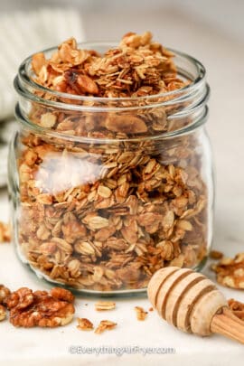 air fryer granola packed in a jar