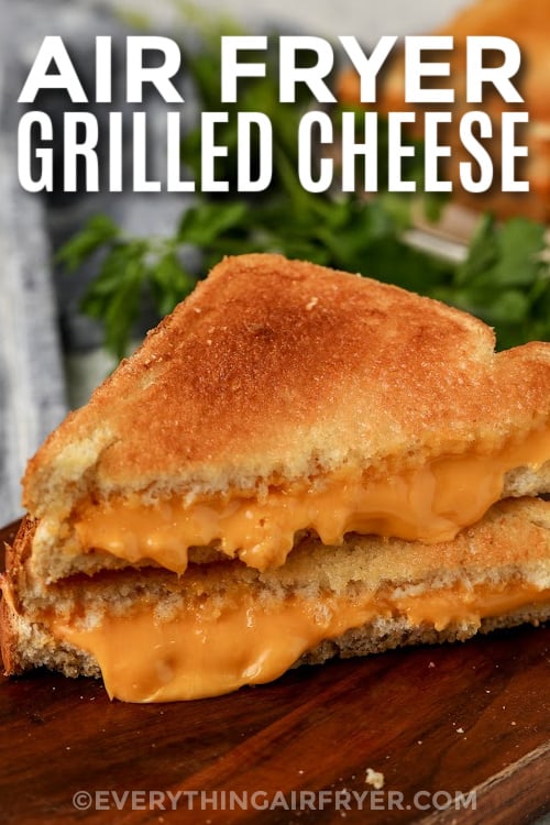 a grilled cheese sandwich with text