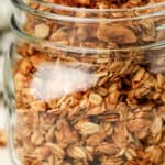 air fryer granola in a jar with text