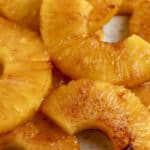 air fryer pineapple on a plate with text