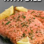 air fryer salmon with dill with text