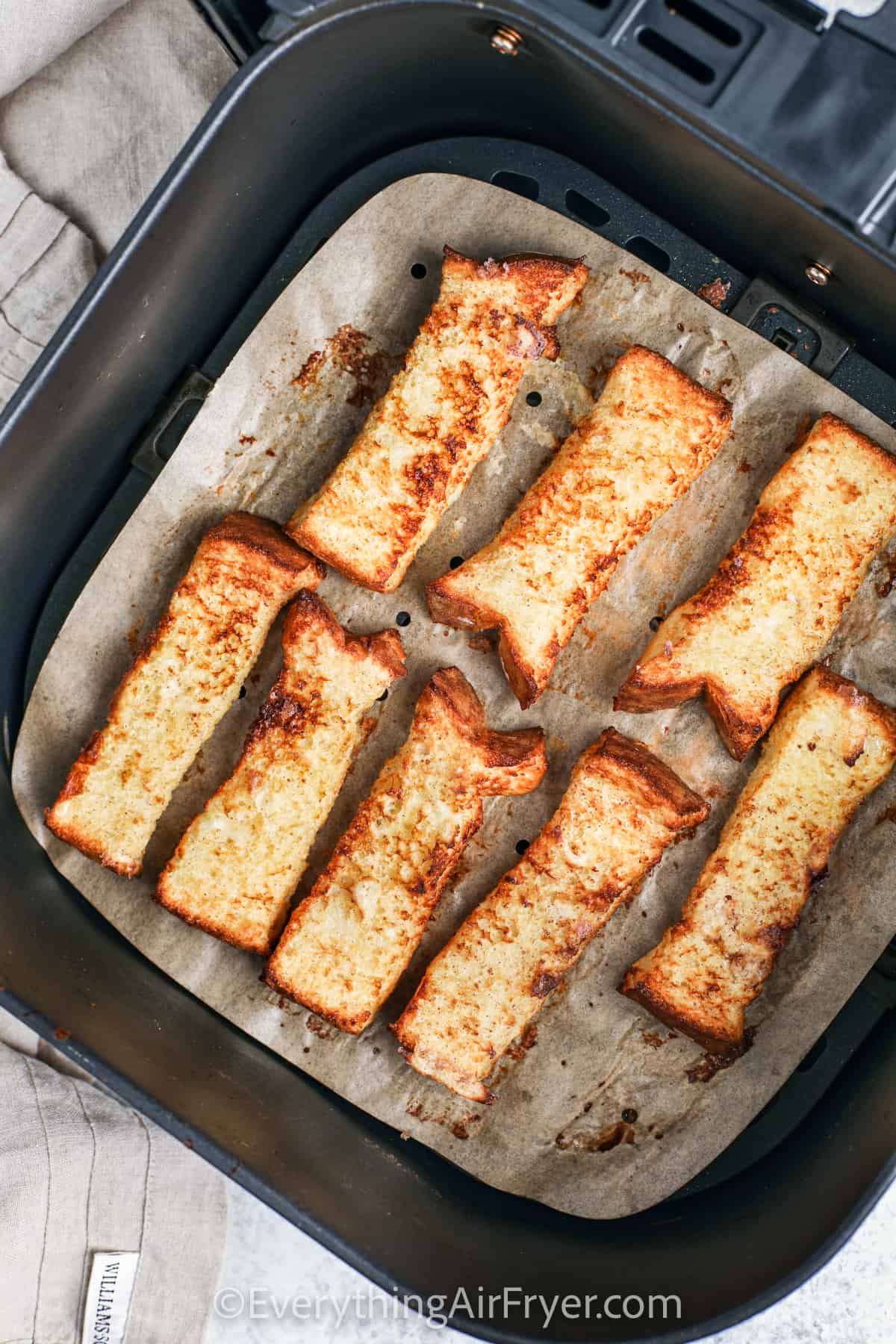 Air Fryer French Toast Sticks in the fryer