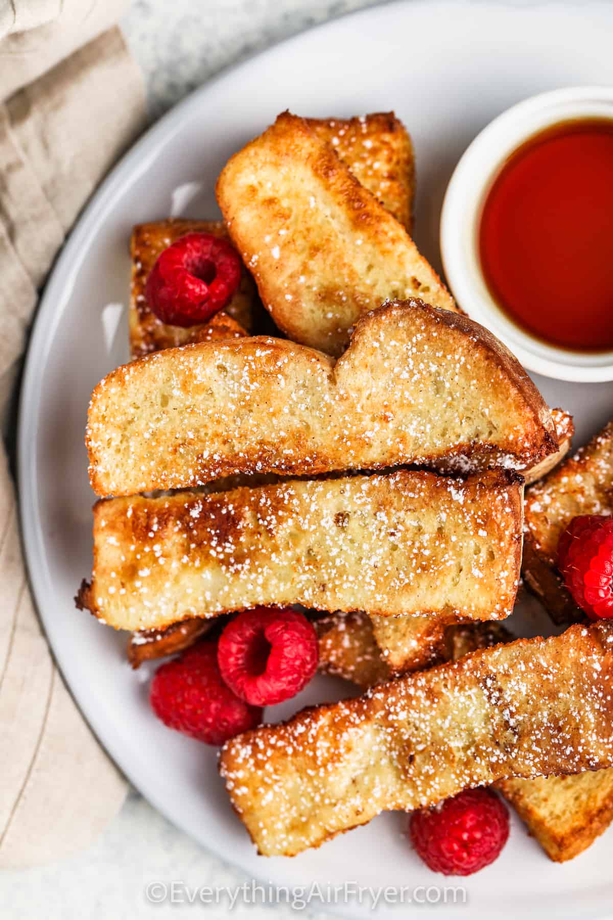 plated Air Fryer French Toast Sticks