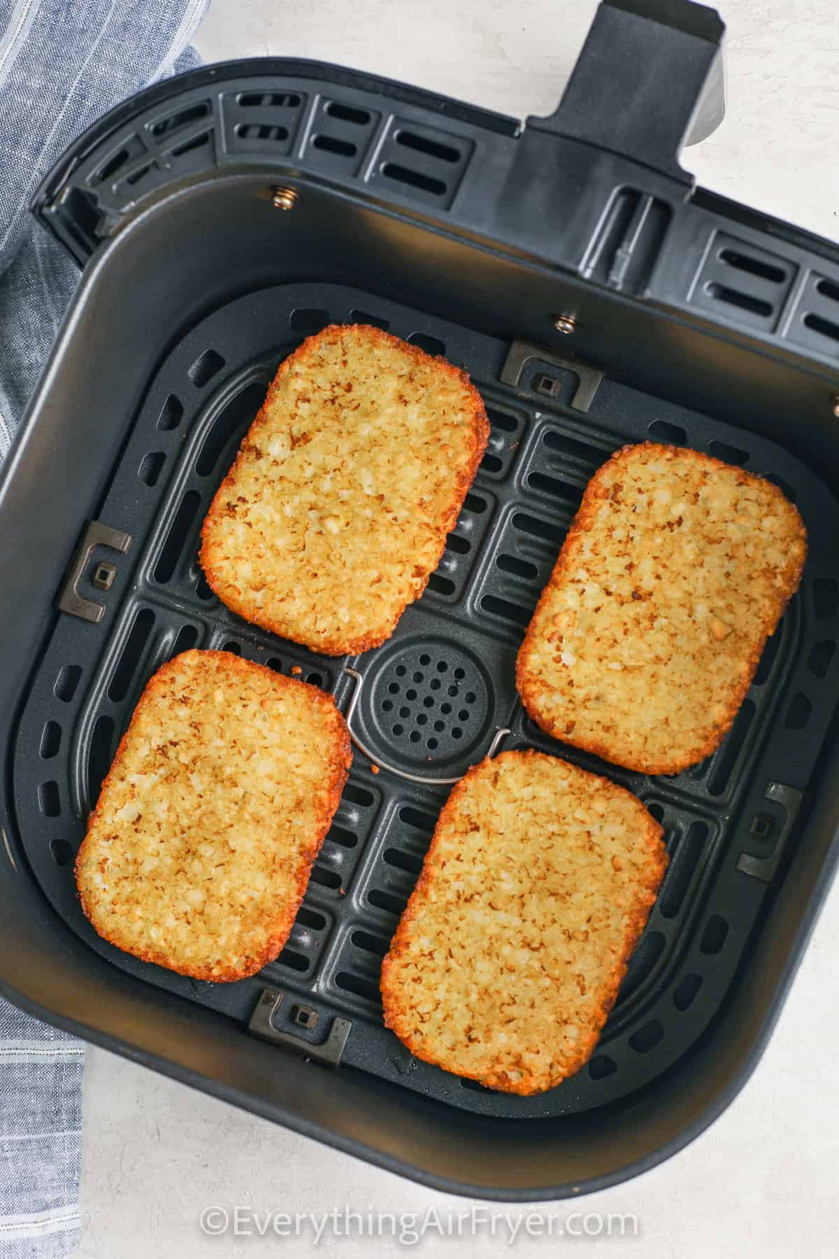 Frozen Hash Browns in the Air Fryer after cooking