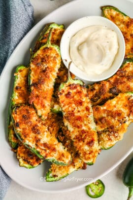 air fryer jalapeno poppers on a plate